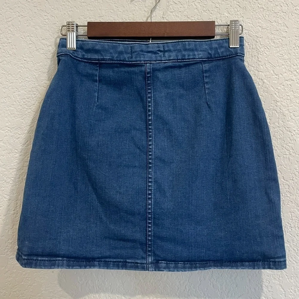 We The Free Notched Denim Wrap Denim Skirt